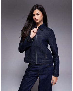 ASOS Shrunken Fit Denim Jacket With Zip Front - Blue