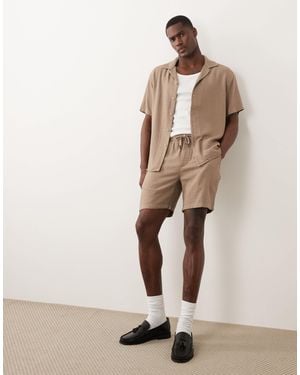 Only & Sons Textured Linen Mix Shorts - Natural