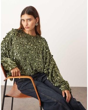 ARRANGE Long Sleeve Square Cut Top - Green