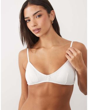 Cotton On Pointelle Triangle Padded Bralette - Brown