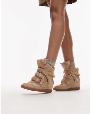 Bronx Jae-yy Suede Wedge Sneakers - Natural
