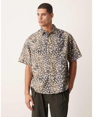 ASOS Oversized Animal Print Shirt - Grey