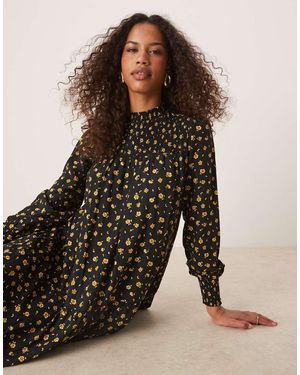 Glamorous High Neck Midi Dresses - Brown