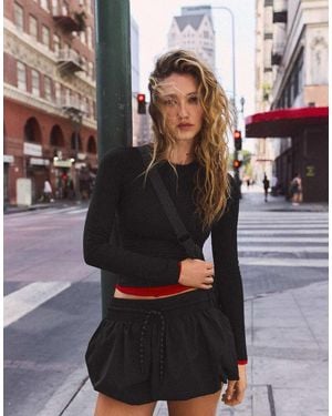 Bershka Skort Tecnico Mini Con Vita Elasticizzata - Nero