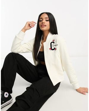 Converse Chaqueta Bomber Con Bordado Floral Y Forro Estampado De -Blanco - Neutro