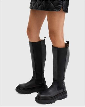 AllSaints Botas Negras De Caña Alta De Cuero Monica De - Negro