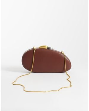 ASOS Round Hardbox Clutch With Hardware - Brown
