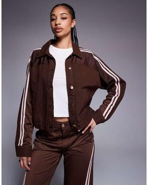 River Island Striped Detail Denim Jacket - Brown