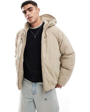 Jack & Jones Hooded Puffer Jacket With Tech Details - Natural