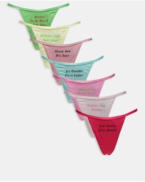Juicy Couture 7 Pack Weekday Thongs - Multicolour