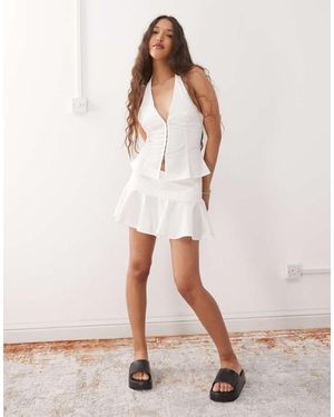 Weekday Minigonna Bianca Con Volant - Rosa