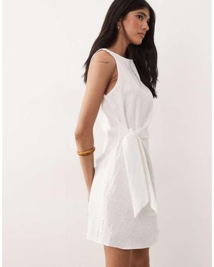 Mango Boat Neck Belted Sleeveless Mini Dress - Natural