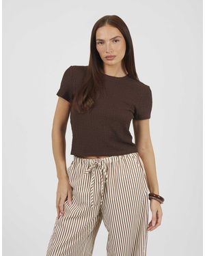 Brave Soul T-shirt aus strukturiertem jersey mit kurzen ärmeln - Braun