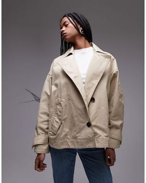 Mango – kastiger oversize-trenchcoat - Natur
