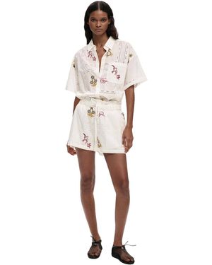 Desigual – bestickte shorts - Weiß