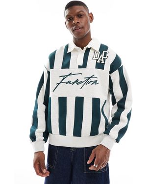 Bershka Striped Rugby Polo - Blue