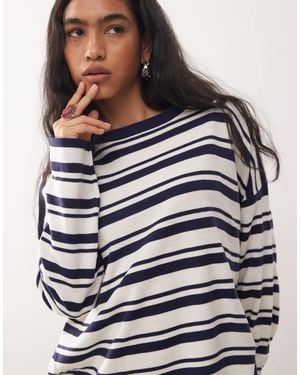 Collusion Stripe Crew Sweater - Blue