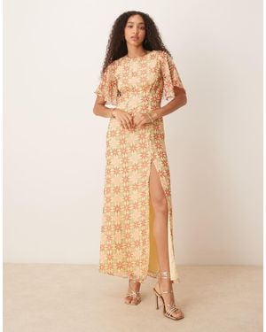 ANAYA Floral Print Open Back Maxi Dress - Natural
