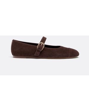 Stradivarius Leather Toecap Ballerina Flats - White