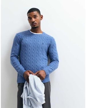 Polo Ralph Lauren Icon Logo Rich Wool Cable Knit Jumper - Blue
