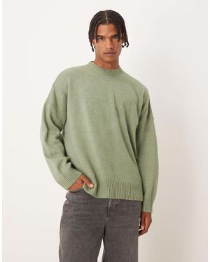 ASOS Super Oversized Boxy Fit Knitted Crew Neck Jumper - Green