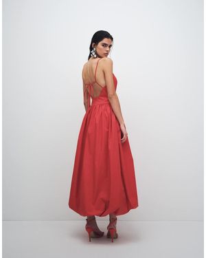 ARRANGE High Neck Drop Waist Maxi Dress With Bubble Hem - Red