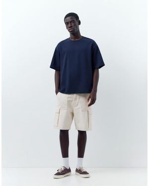 Pull&Bear Baggy Cargo Bermuda Shorts - Blue