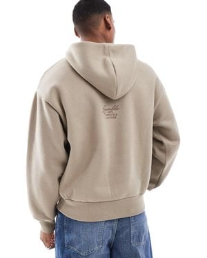 Bershka Boxy Tonal Back Print Hoodie - Grey