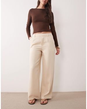 Object Wide Leg Chambray Trouser - Natural