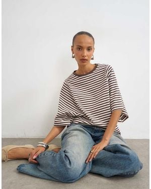 TOPSHOP Stripe Batwing T-shirt - White