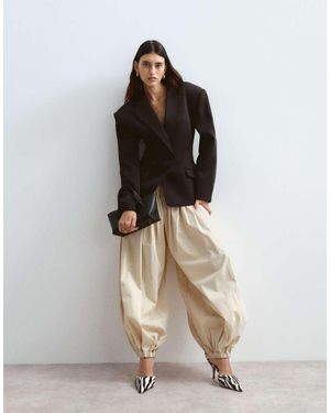 ARRANGE Waist Seam Balloon Leg Trousers - Natural
