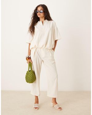 Mango Pantaloni Alla Caviglia Chiaro Con Elastico - Neutro