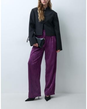ASOS Tailored Wide Leg Pants With Pleat Detail - Purple