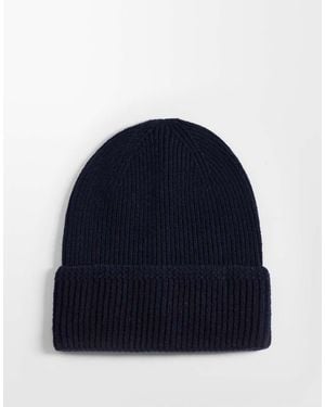 ASOS Knitted Pattern Edge Ribbed Beanie - Blue