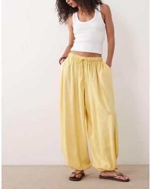 ASOS Pantalones Amarillo Pastel De Corte Bombacho Sin Cierres De Mezcla De Lino
