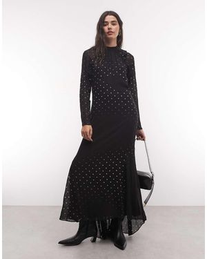 AllSaints Clarisse Long Sleeve High Neck Maxi Dress - Black