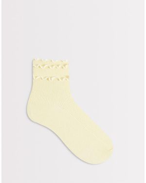 Accessorize Calcetines Amarillos Con Tres Volantes De - Neutro