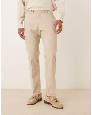 ASOS Slim Suit Pants With Wool - Natural
