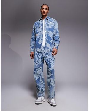 Aape By A Bathing Ape Vaqueros Azules De Corte Suelto Con Estampado De Camuflaje De (Parte De Un Conjunto)