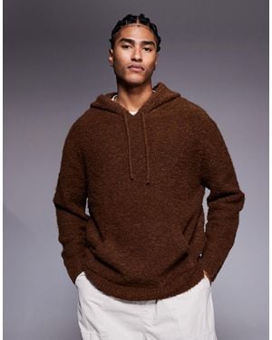 ASOS Oversized Knitted Boucle Hoodie - Brown
