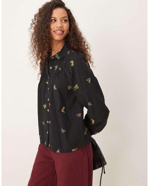 Nobody's Child Aster Yoke Detail Blouse With Embroidery - Black