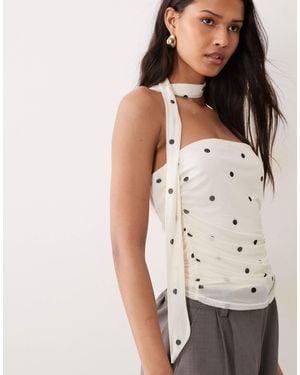 Jdy Bandeau Top With Scarf Detail - Natural