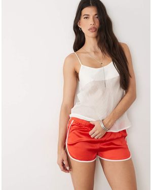 ASOS Contrast Seam Satin Runner Short - Red