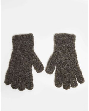 ASOS – gerippte bouclé-strickhandschuhe - Grau