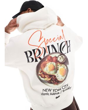 Pull&Bear Stwd Brunch Hoodie - White