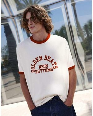 Pull&Bear Ribbed Graphic T-shirt - Grey