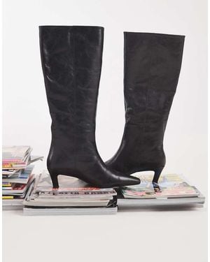 Tony Bianco Evysa Kitten Heel Square Toe Boots - Black
