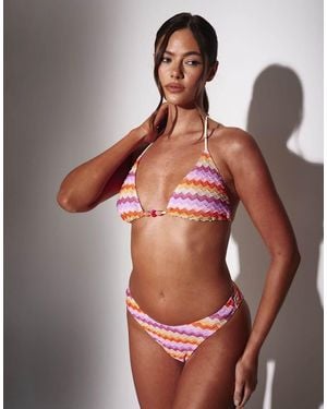 South Beach Crochet Bead Detail Bikini Set - Multicolour