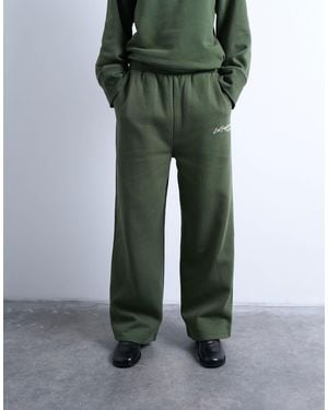 TOPSHOP La Paloma Embroidered Straight Leg Sweatpants - Green