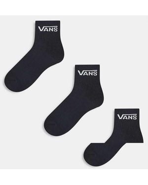 Vans Pack De 3 Pares De Calcetines Negros Clásicos De Media Caña De - Azul
